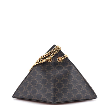 Celine Pyramid Chain Shoulder Bag Triomphe Coated Canvas