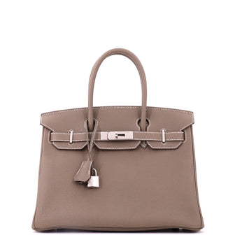 Hermes Birkin Handbag Grey Togo with Palladium Hardware 30