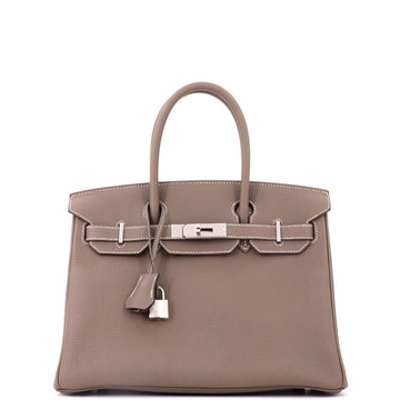 Hermes Birkin Handbag Grey Togo with Palladium Hardware 30