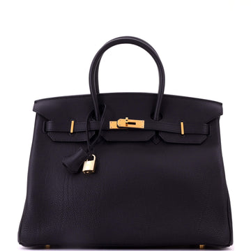 Hermes Birkin Handbag Black Togo with Gold Hardware 35