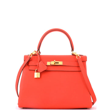 Hermes Kelly Handbag Orange Togo with Gold Hardware 28