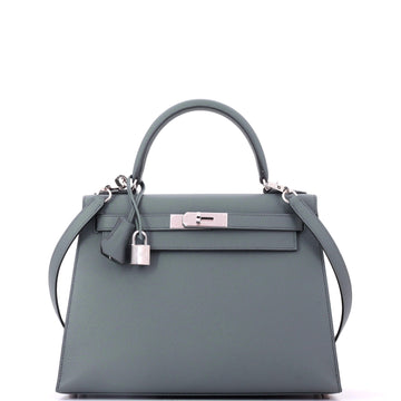 Hermes Kelly Handbag Green Epsom with Palladium Hardware 28