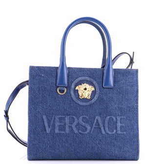 Versace La Medusa Tote Embossed Denim Small