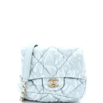 Chanel Puffy Bubbly CC Flap Bag Quilted Printed Calfskin Mini