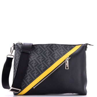 Fendi Front Zip Messenger Zucca Coated Canvas and Leather Large