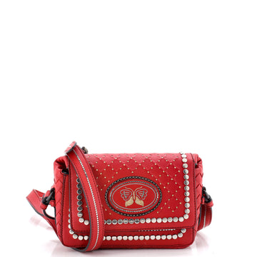Bottega Veneta Flap Crossbody Bag Studded Leather with Intrecciato Detail Small