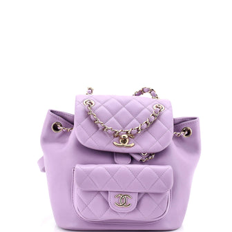 Chanel Duma Drawstring Backpack Quilted Leather Small