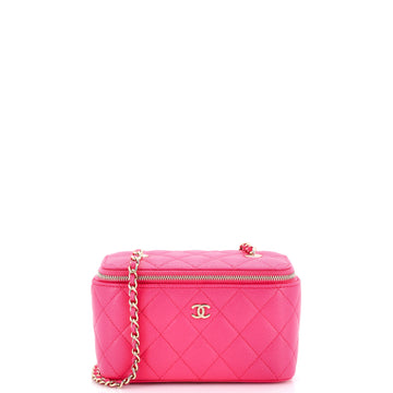 Chanel Classic Vanity Case with Chain Quilted Caviar Small