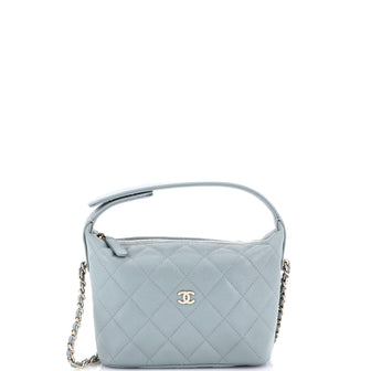 Chanel CC Hobo Clutch with Chain Quilted Caviar