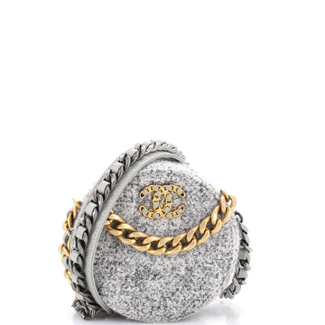 Chanel 19 Round Clutch with Chain Quilted Tweed