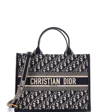 Christian Dior Book Tote with Strap Oblique Canvas Medium