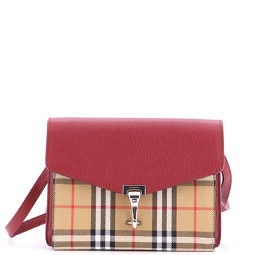 Burberry Macken Crossbody Bag Leather and Vintage Check Canvas Small
