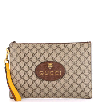 Gucci Neo Vintage Wristlet Pouch GG Coated Canvas