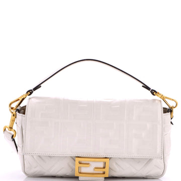 Fendi Baguette NM Bag Zucca Embossed Leather Medium