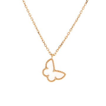 Van Cleef & Arpels Sweet Alhambra Butterfly Pendant Necklace 18K Yellow Gold and Mother of Pearl