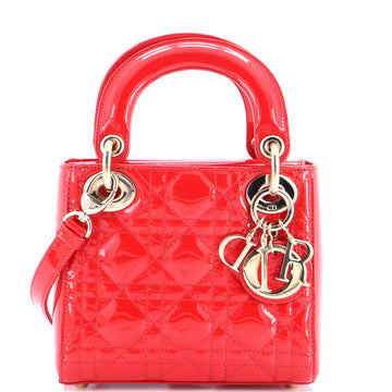 Christian Dior Lady Dior Bag Cannage Quilt Patent Mini
