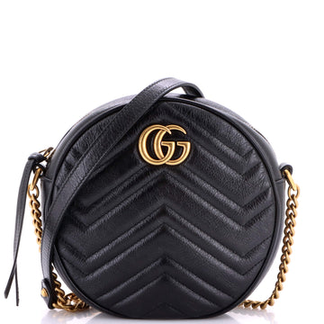 Gucci GG Marmont Round Shoulder Bag Matelasse Leather Mini
