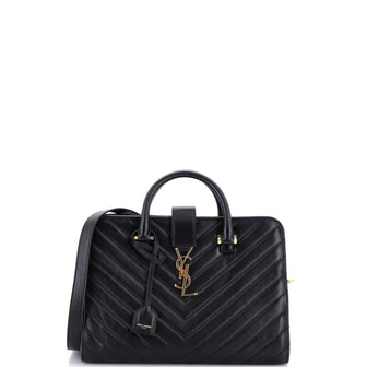 Saint Laurent Monogram Cabas Matelasse Chevron Leather Small