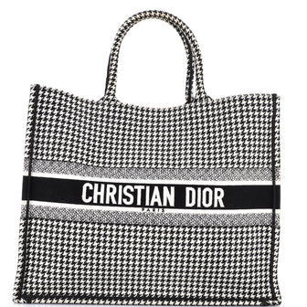 Christian Dior Book Tote Houndstooth Canvas Large