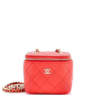 Chanel Classic Vanity Case with Chain Quilted Caviar Mini
