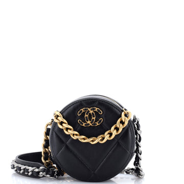 Chanel 19 Round Clutch with Chain Quilted Leather