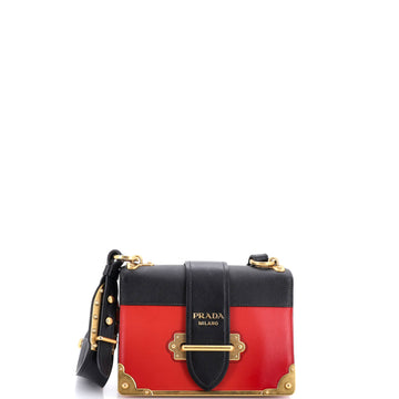 Prada Cahier Crossbody Bag Leather and Saffiano Leather Small
