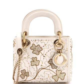 Christian Dior Lady Dior Chain Bag Embroidered Calfskin Mini