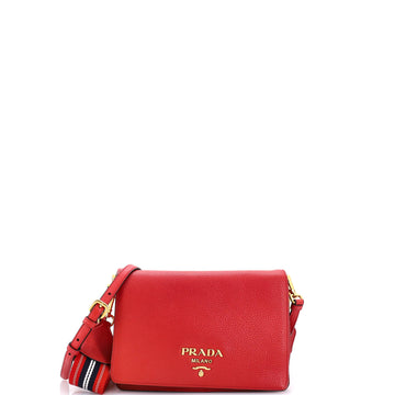 Prada Dual Strap Flap Crossbody Bag Vitello Daino Small