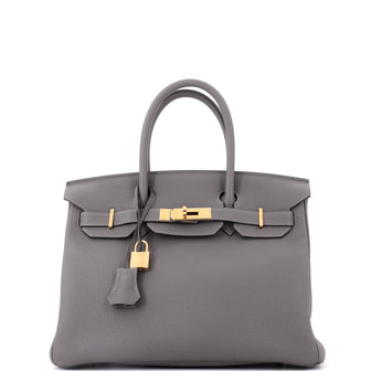 Hermes Birkin Handbag Grey Togo with Gold Hardware 30