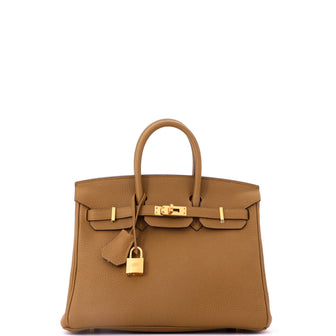Hermes Birkin Handbag Brown Togo with Gold Hardware 25
