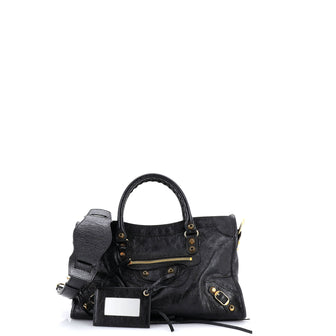 Balenciaga Logo Strap City Classic Studs Bag Leather Small