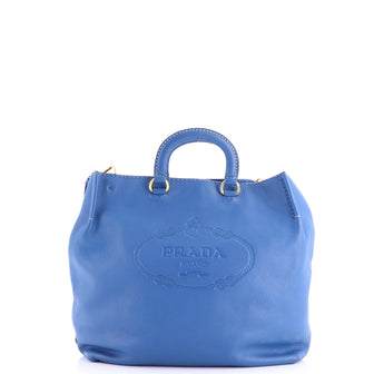Prada Embossed Logo Convertible Open Tote Vitello Daino Large
