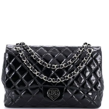Chanel CC Heart Flap Bag Quilted Patent Jumbo