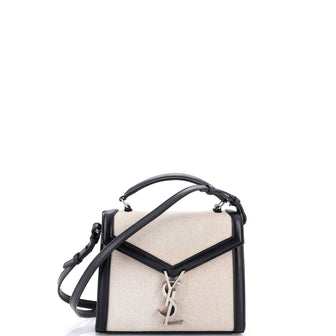Saint Laurent Cassandra Top Handle Bag Canvas with Leather Mini