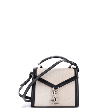 Saint Laurent Cassandra Top Handle Bag Canvas with Leather Mini