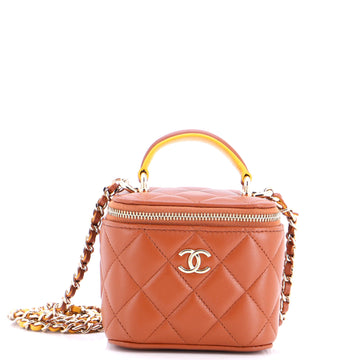 Chanel Classic Top Handle Vanity Case with Chain Quilted Lambskin Mini