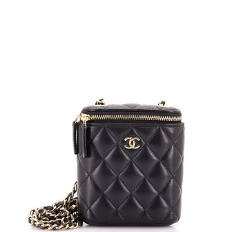 Chanel Vertical Classic Vanity Case with Chain Quilted Caviar Small