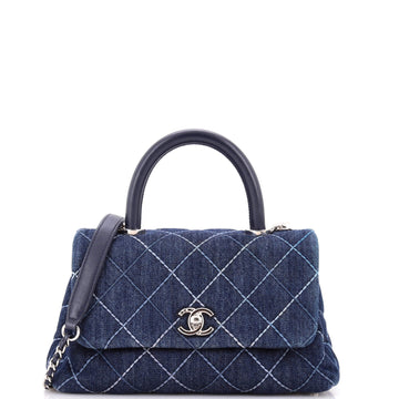 Chanel Coco Top Handle Bag Quilted Denim Mini