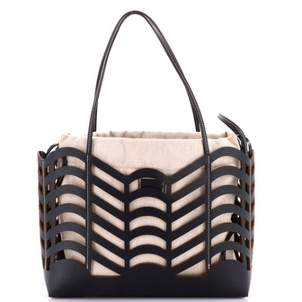 Chloe Kayan Tote Laser Cut Leather and Canvas Small