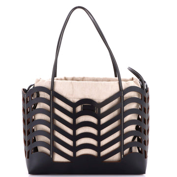Chloe Kayan Tote Laser Cut Leather and Canvas Small