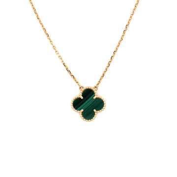 Van Cleef & Arpels Vintage Alhambra Pendant Necklace 18K Yellow Gold and Malachite