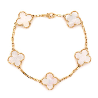Van Cleef & Arpels Vintage Alhambra 5 Motifs Bracelet 18K Yellow Gold and Mother of Pearl