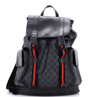 Gucci Double Pocket Buckle Backpack GG Coated Canvas Large