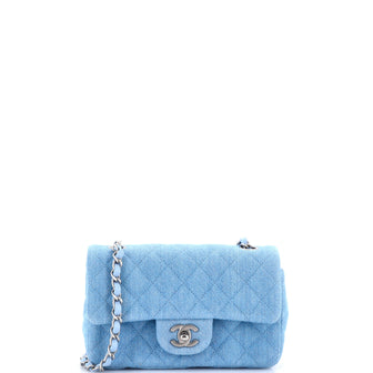 Chanel Classic Single Flap Bag Quilted Denim Mini
