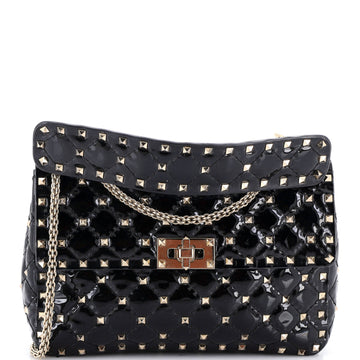Valentino Garavani Rockstud Spike Flap Bag Quilted Patent Medium