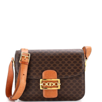 Celine Vintage Carriage Flap Bag Macadam Coated Canvas Medium