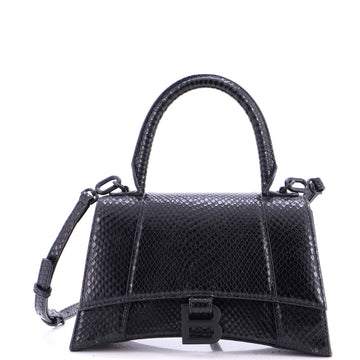 Balenciaga Hourglass Top Handle Bag Snakeskin Embossed Leather Small