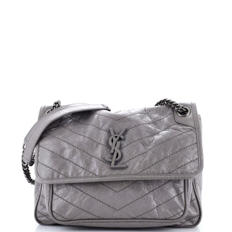 Saint Laurent Niki Chain Flap Bag Matelasse Chevron Leather Medium