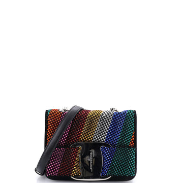 Salvatore Ferragamo Miss Vara Bow Crossbody Bag Crystal Embellished Leather Mini
