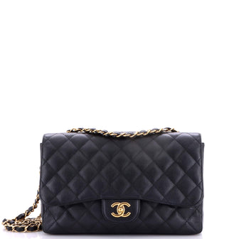 Chanel Classic Single Flap Bag Quilted Caviar Jumbo